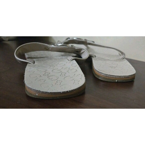 Guess T-Strap Thong Sandals Flip Flops Flats Beige Cream Tan Logos Womens Size 7 - Picture 6 of 10